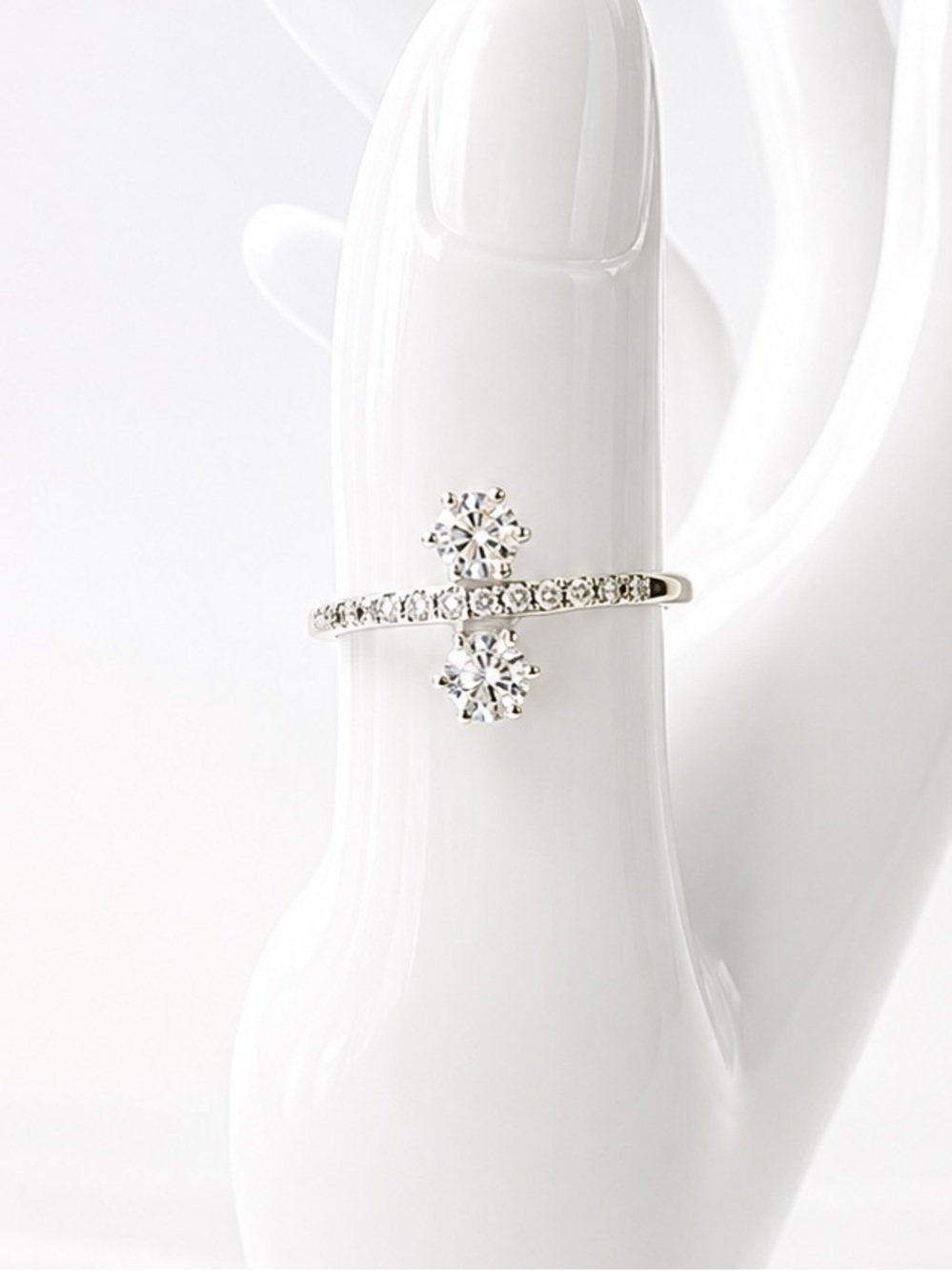 925 Sterling Silver CZ Open Ring Size 7.75 Statement Sparkle
